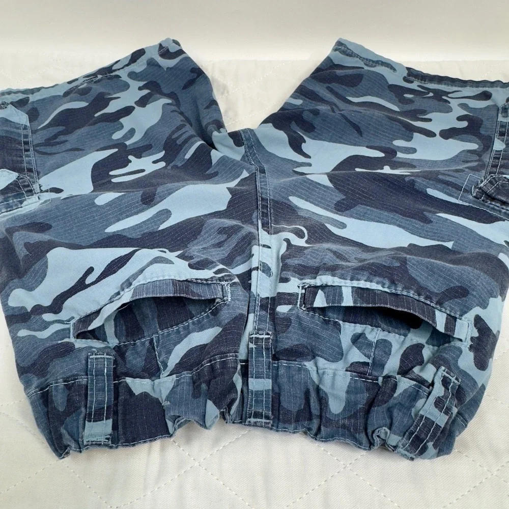 US Polo Assn Boys Blue‎ Camo Cargo Shorts Adjustable Waist Size 4 Kids